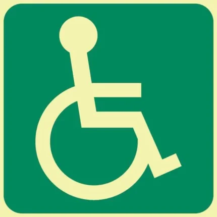 E25 wheelchair accessible photoluminescent sign